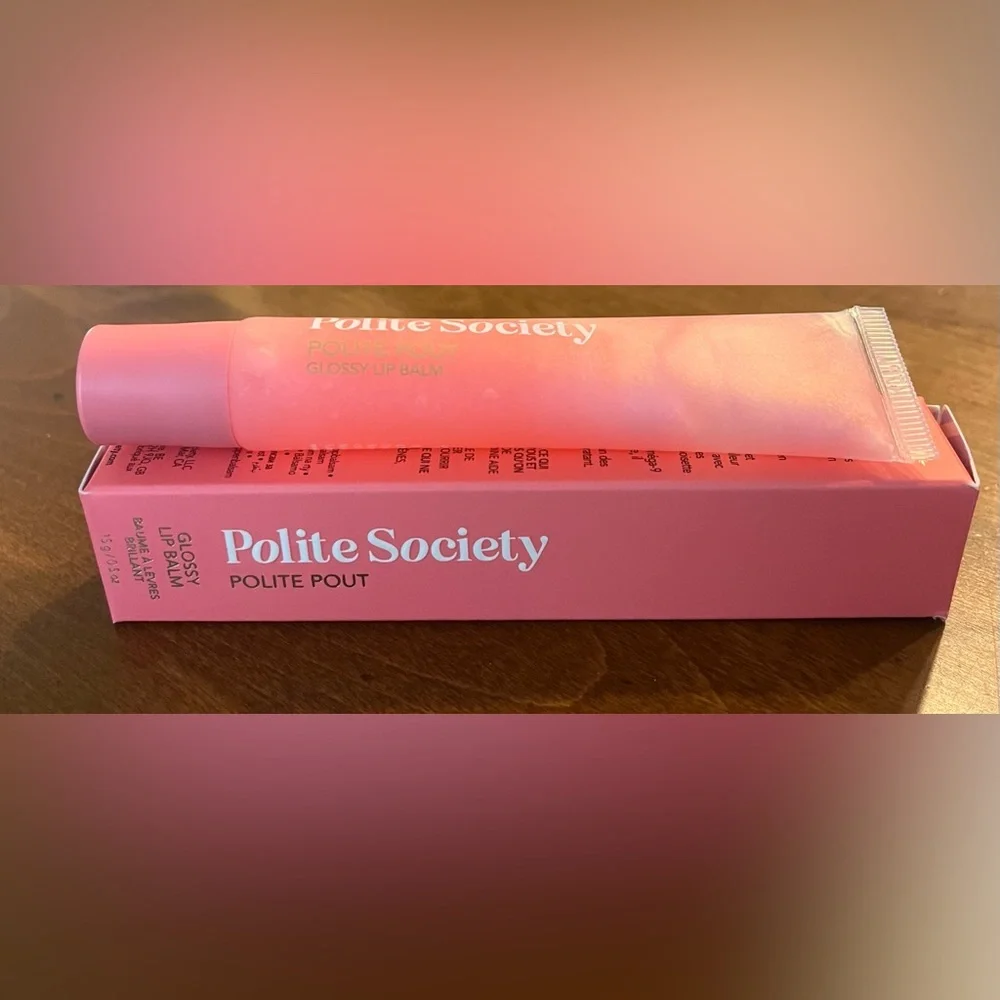 🌻 Polite Society Polite Pout Lip Gloss - Peach Bellini Full Size NEW in Box